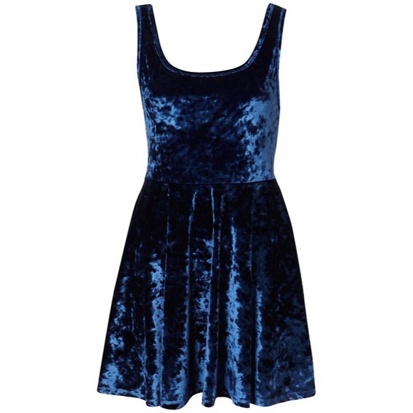 topshop blue velvet dress